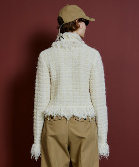 【26AUTUMN PRE-ORDER】Fringe Tweed Knit Cardigan