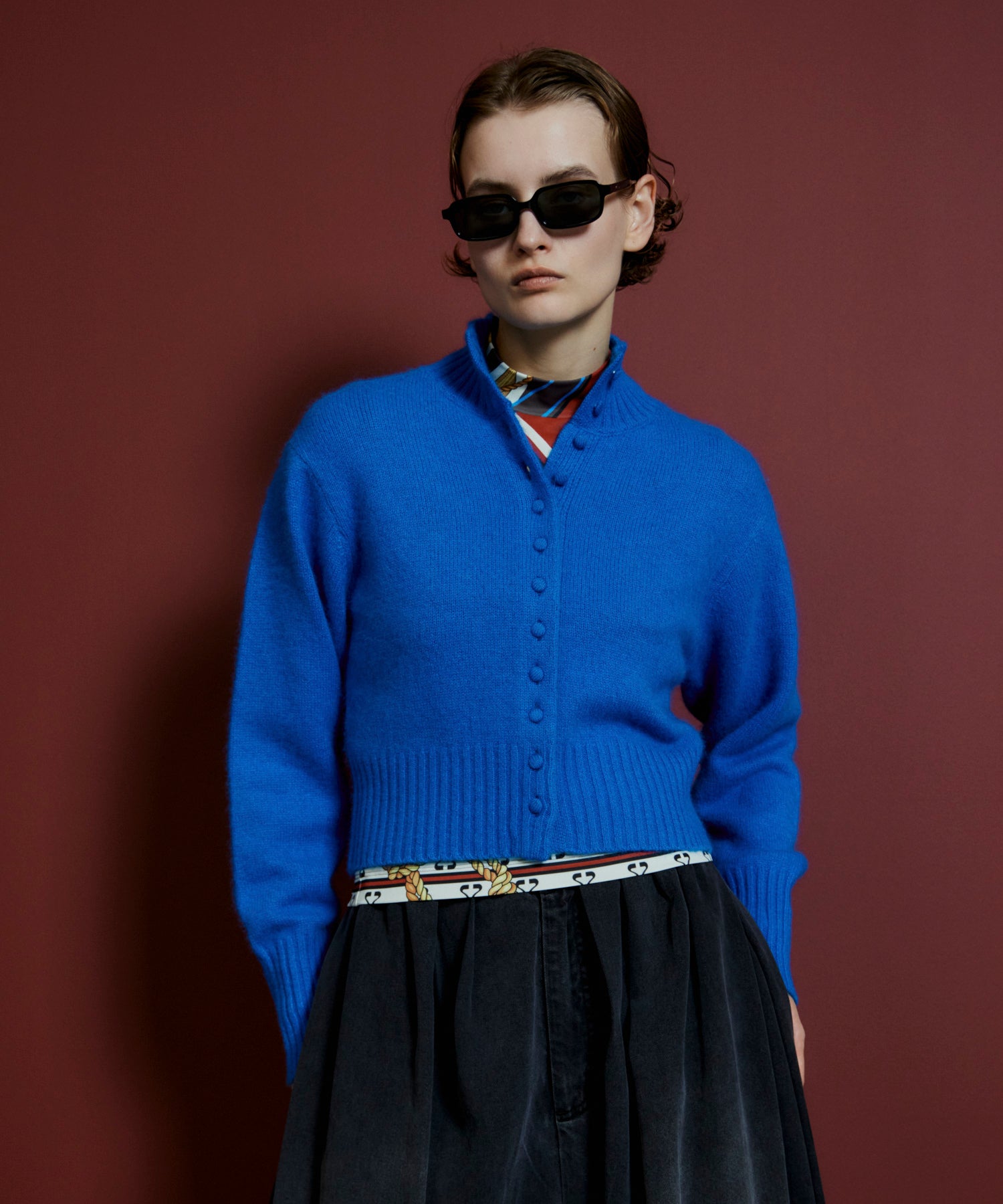 【26AUTUMN PRE-ORDER】Raccoon Blend Stand Collar Cardigan