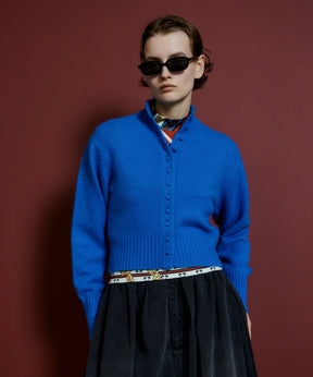 【26AUTUMN PRE-ORDER】Raccoon Blend Stand Collar Cardigan