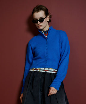 【26AUTUMN PRE-ORDER】Raccoon Blend Stand Collar Cardigan
