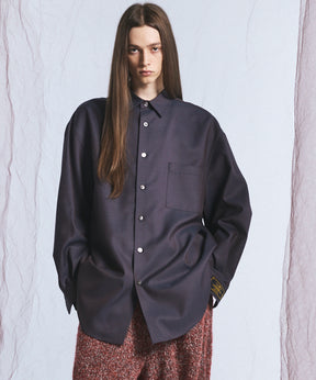 4 Colors Chambray Washable Wool Prime-Over Regular Collar Shirt Coat