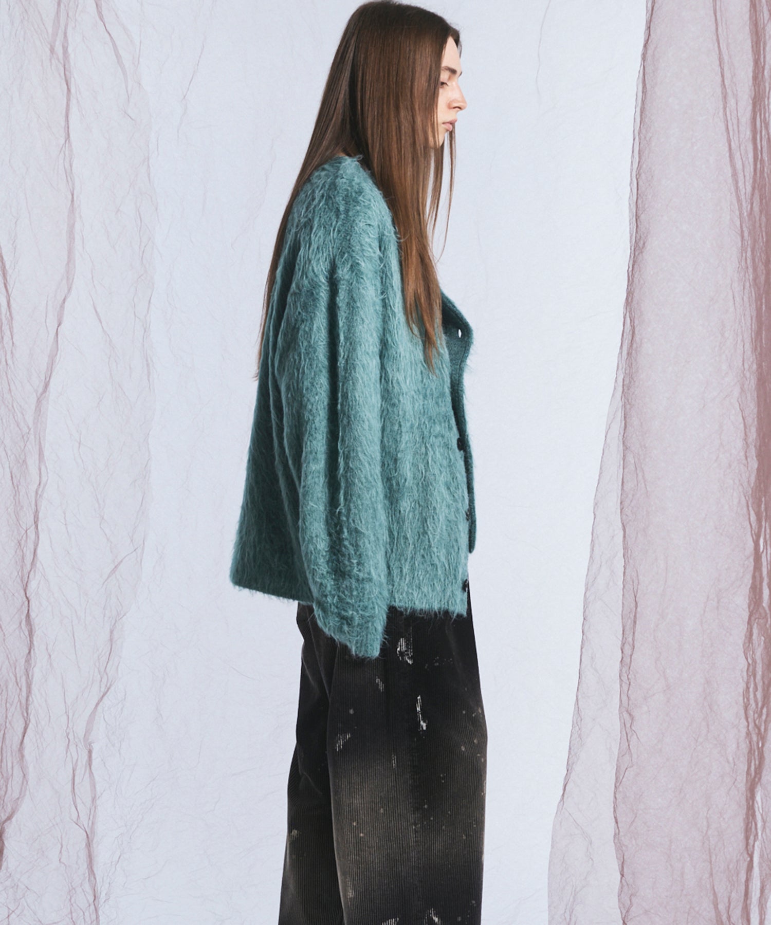 【26AW PRE-ORDER】シャギーニットプライムオーバーYネックカーディガン