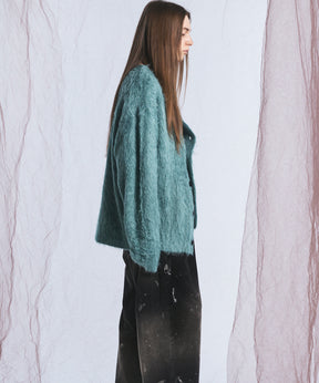 【26AW PRE-ORDER】シャギーニットプライムオーバーYネックカーディガン
