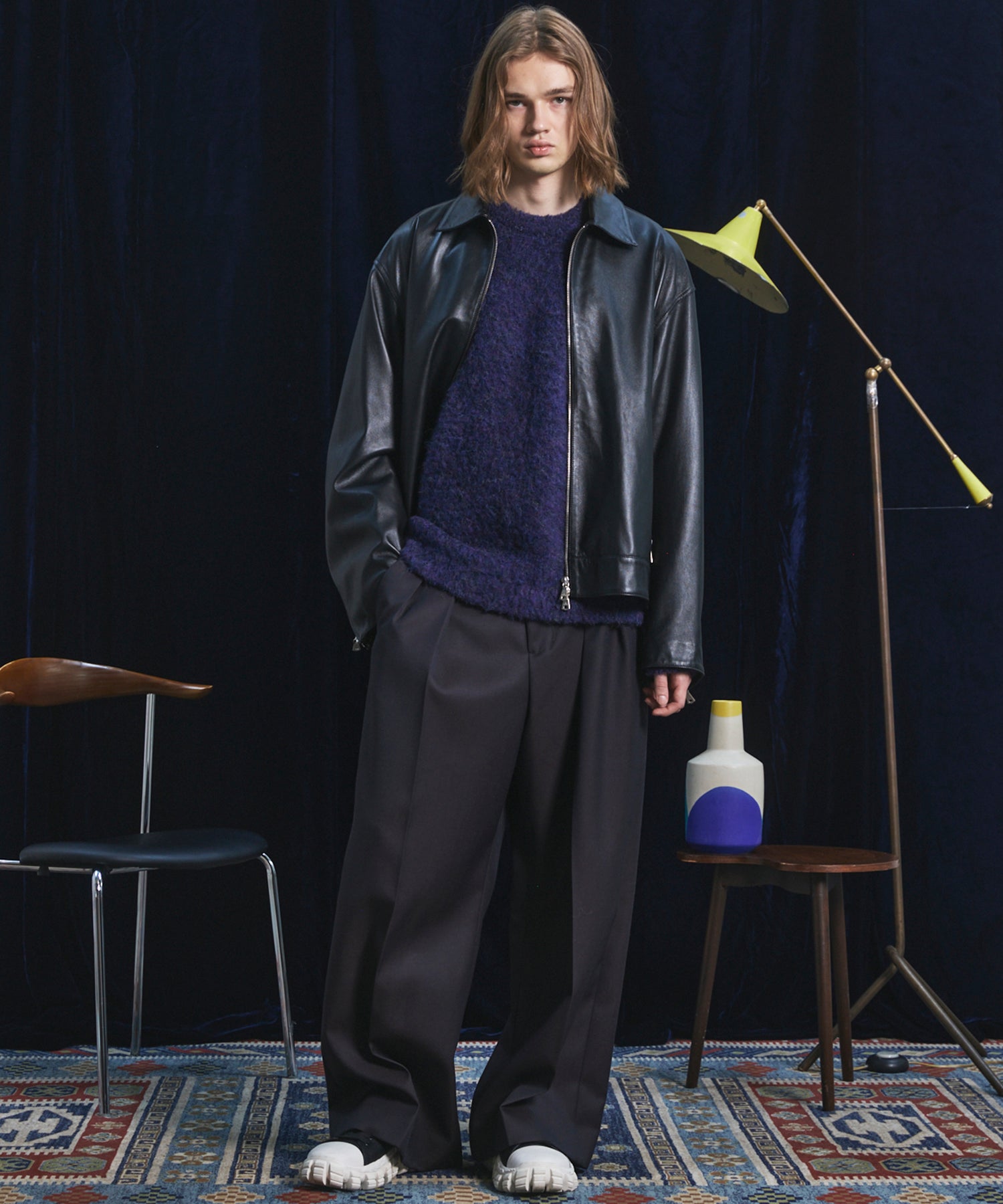 【26AW PRE-ORDER】Sheep Leather Prime-Over Single Riders Collared Jacket