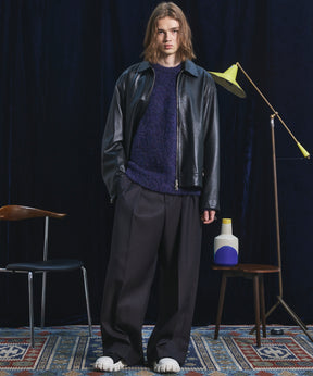 【26AW PRE-ORDER】Sheep Leather Prime-Over Single Riders Collared Jacket