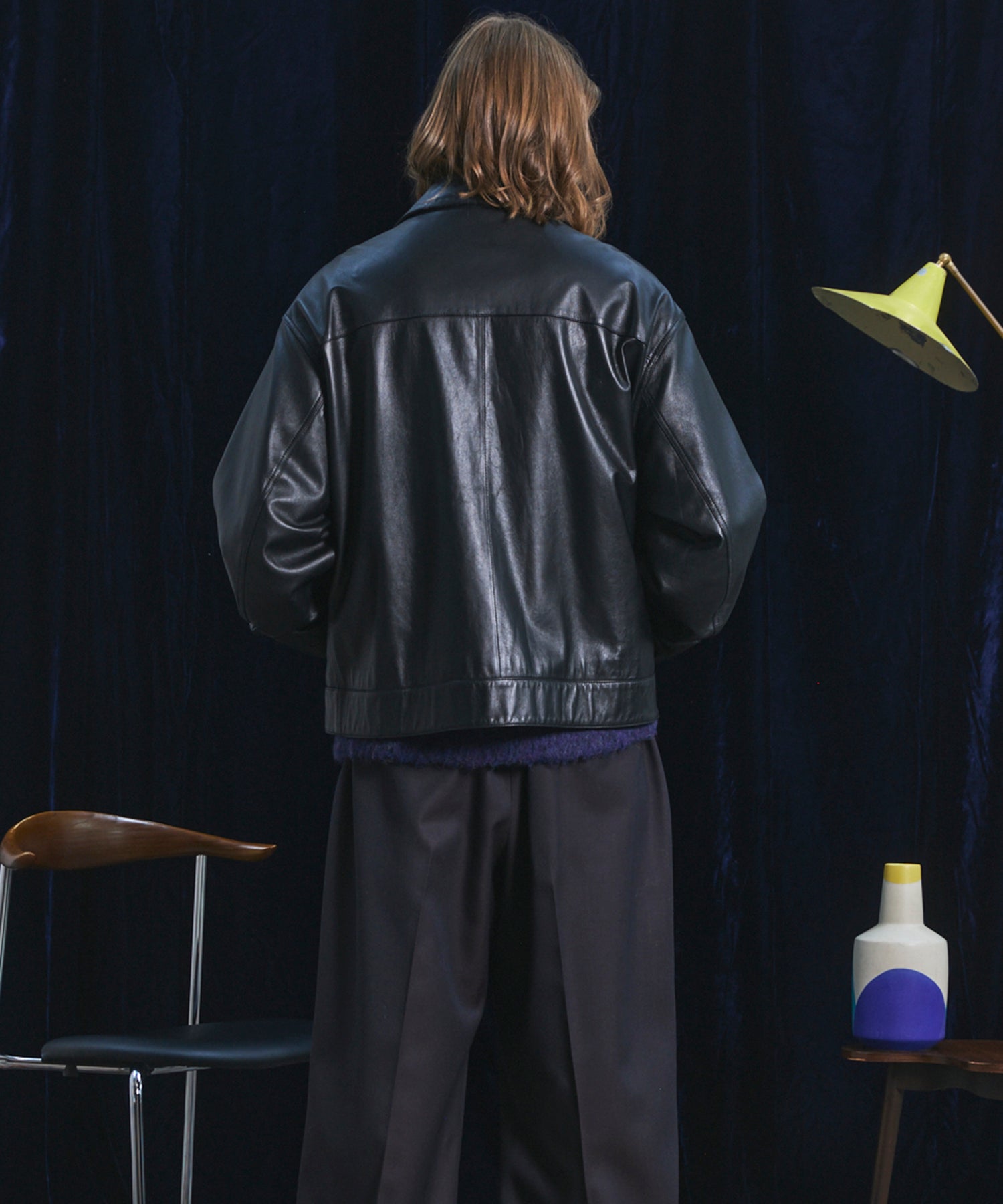 【26AW PRE-ORDER】Sheep Leather Prime-Over Single Riders Collared Jacket