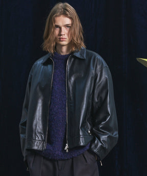 【26AW PRE-ORDER】Sheep Leather Prime-Over Single Riders Collared Jacket