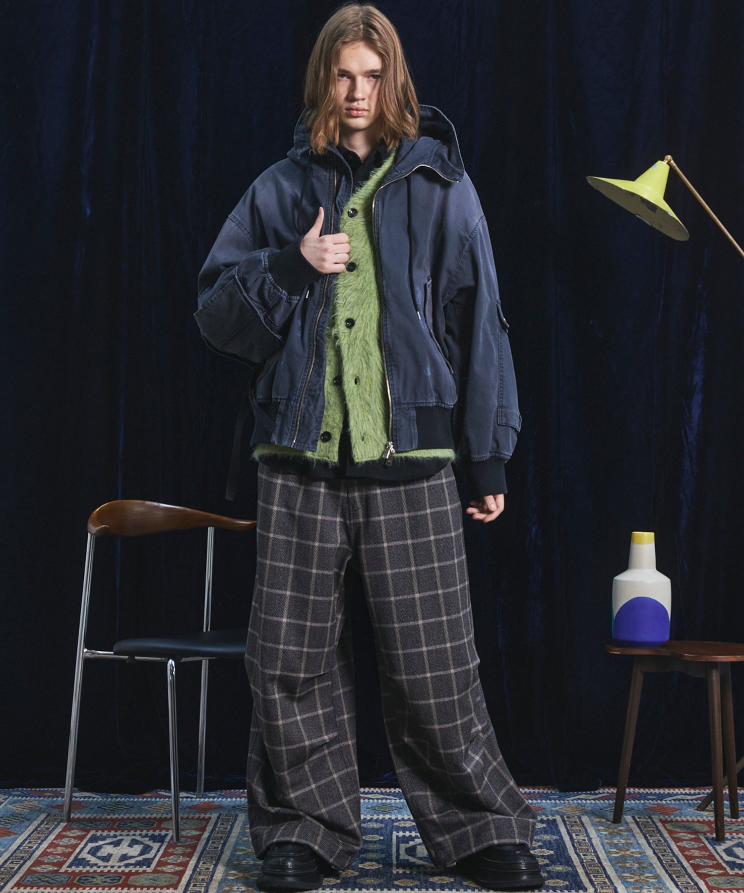 【26AW PRE-ORDER】シャギーニットプライムオーバーYネックカーディガン