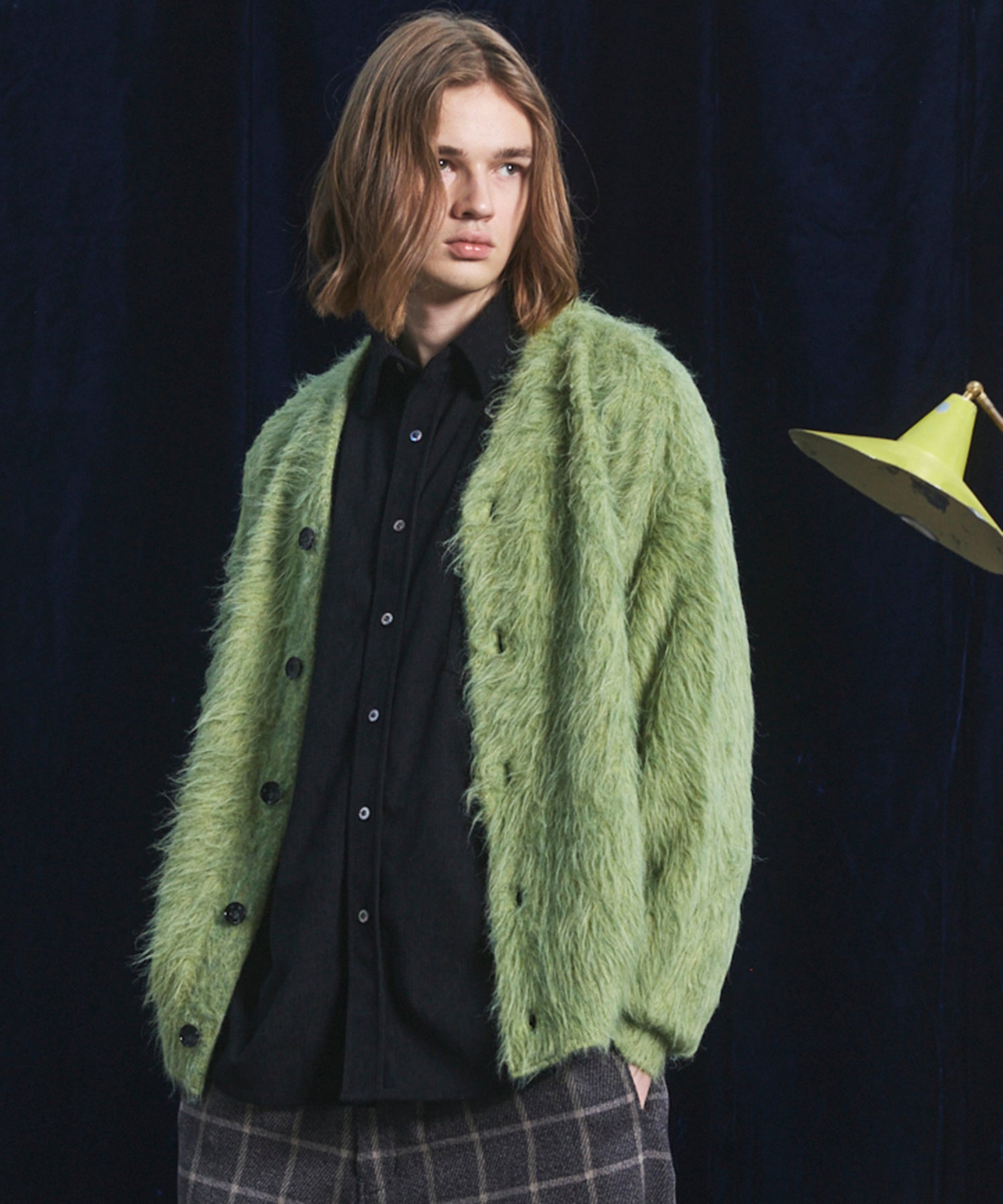 【26AW PRE-ORDER】シャギーニットプライムオーバーYネックカーディガン