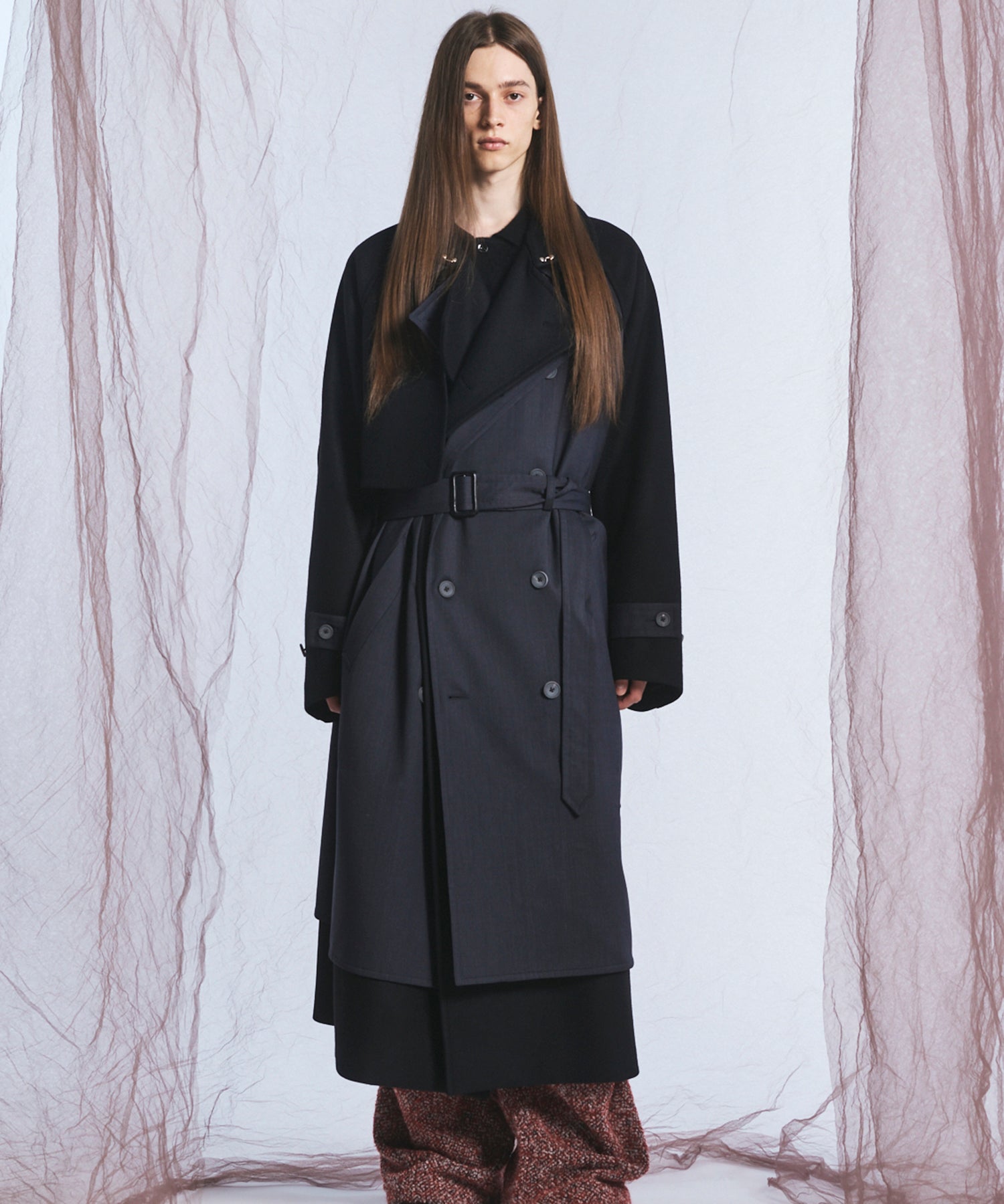 [26AW PRE-ORDER] Sheep leather melton combination prime over half coat