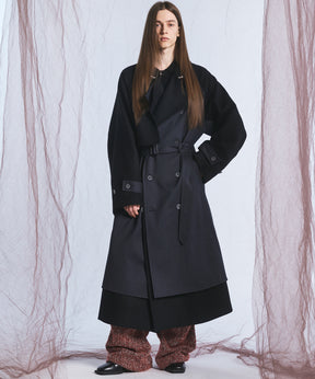 [26AW PRE-ORDER] Sheep leather melton combination prime over half coat