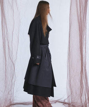 [26AW PRE-ORDER] Sheep leather melton combination prime over half coat