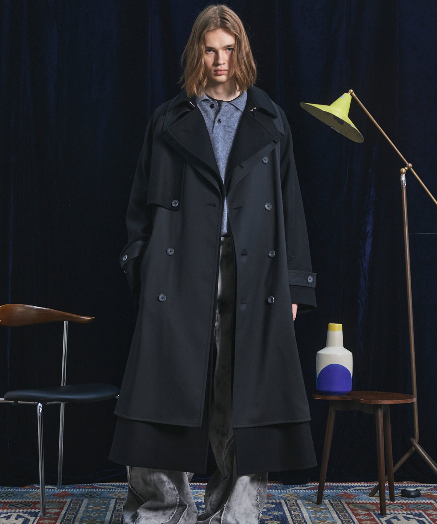 [26AW PRE-ORDER] Sheep leather melton combination prime over half coat