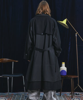 [26AW PRE-ORDER] Sheep leather melton combination prime over half coat
