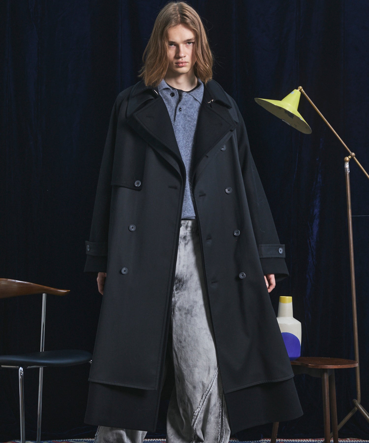 [26AW PRE-ORDER] Sheep leather melton combination prime over half coat