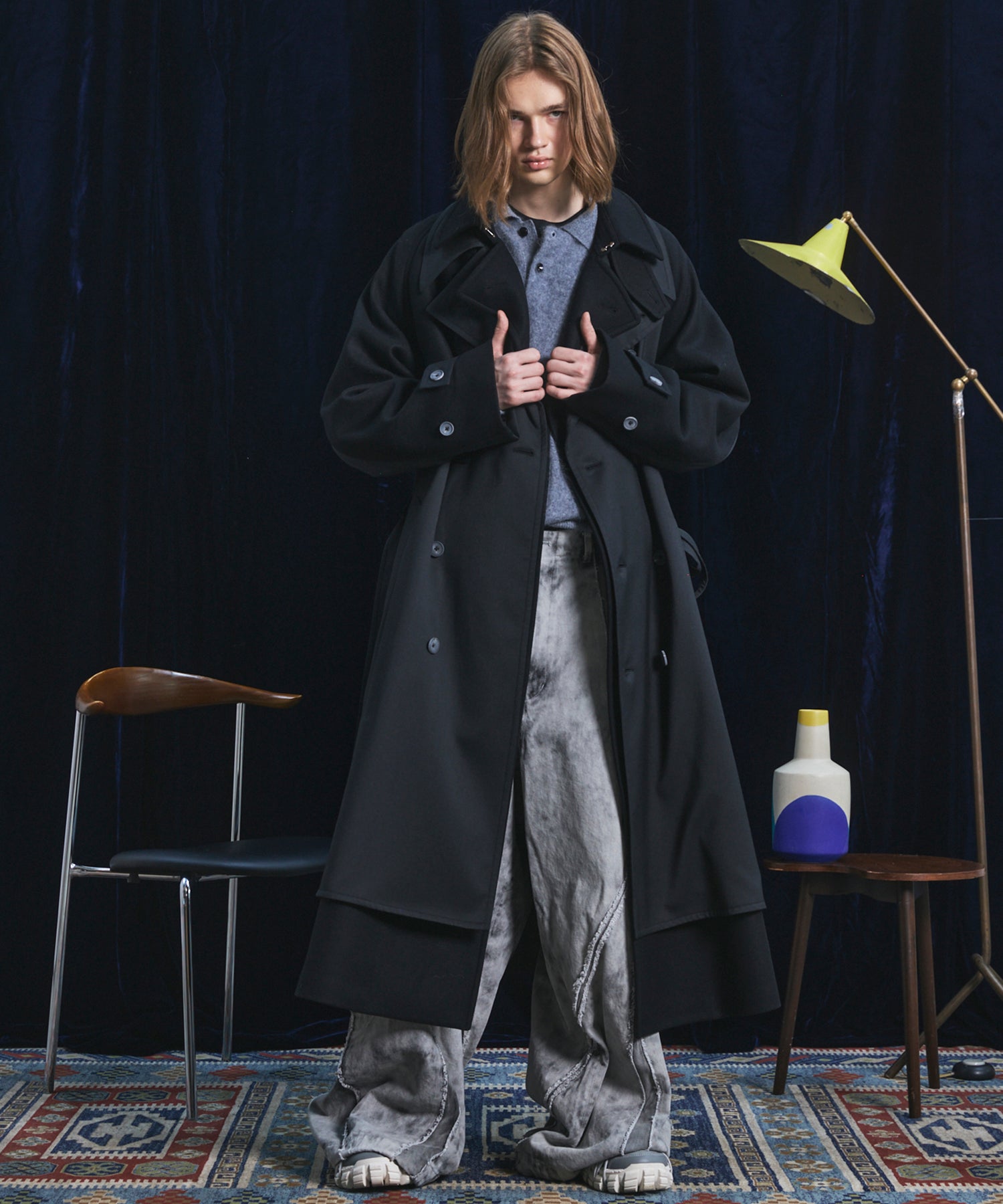 [26AW PRE-ORDER] Sheep leather melton combination prime over half coat