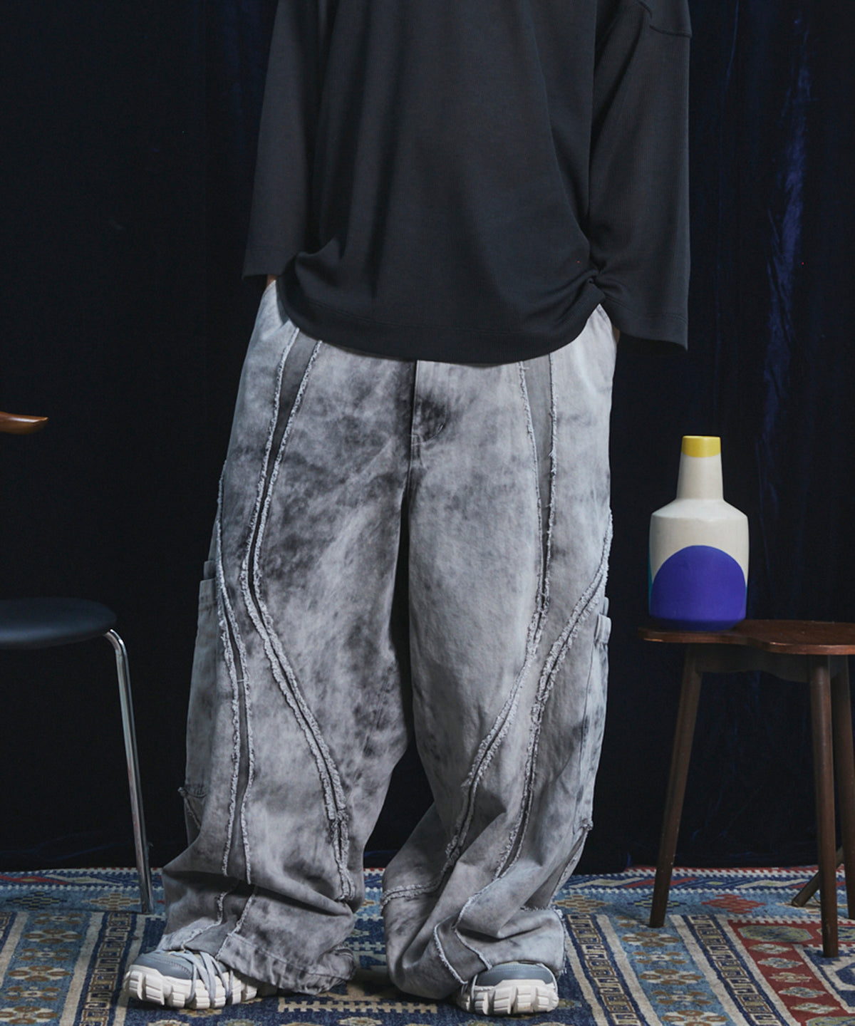 【26AW PRE-ORDER】デニム切り替えエイリアンプライムワイドパンツ