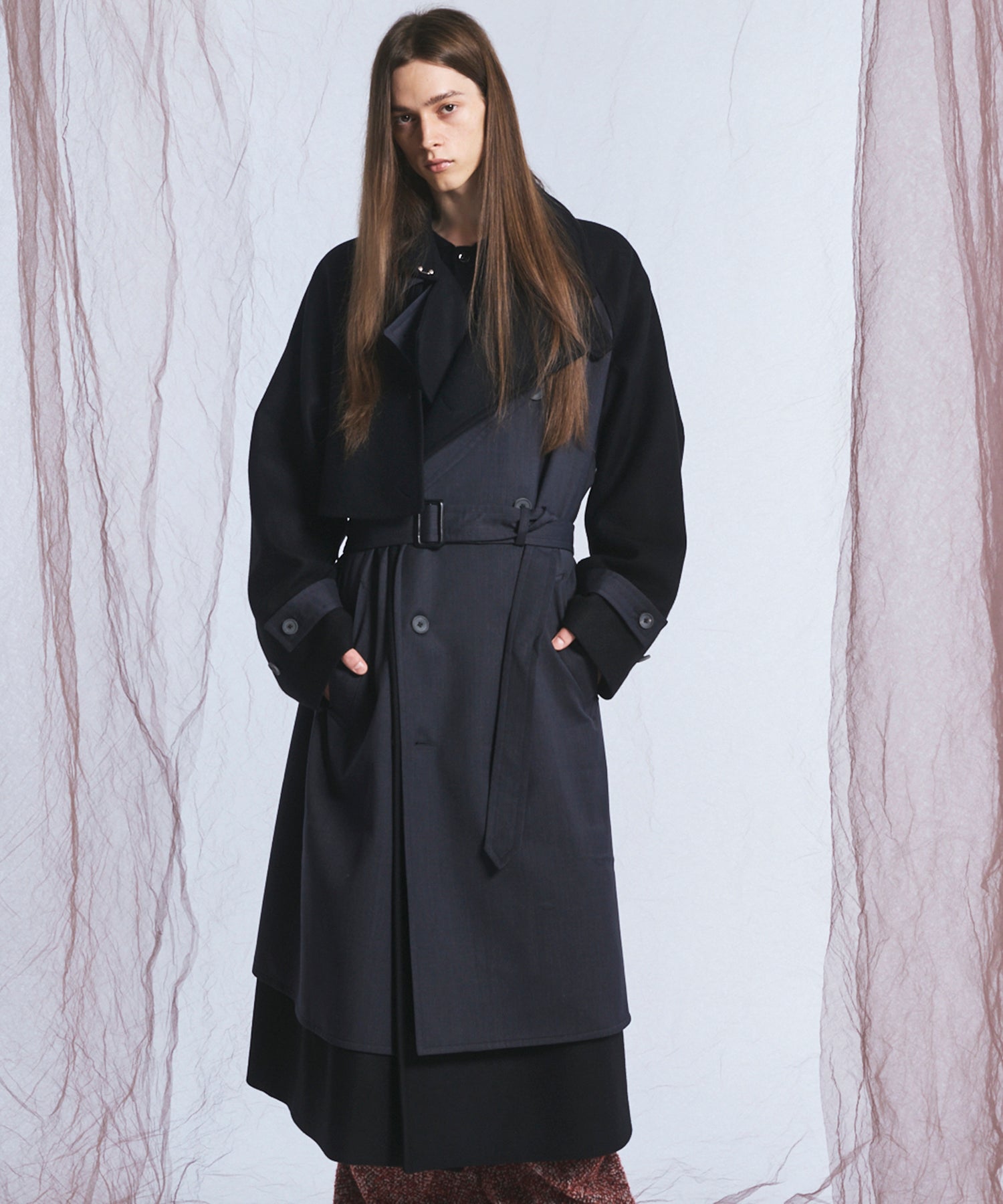 [26AW PRE-ORDER] Sheep leather melton combination prime over half coat