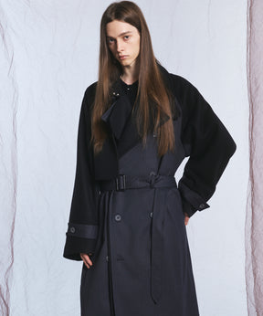 [26AW PRE-ORDER] Sheep leather melton combination prime over half coat