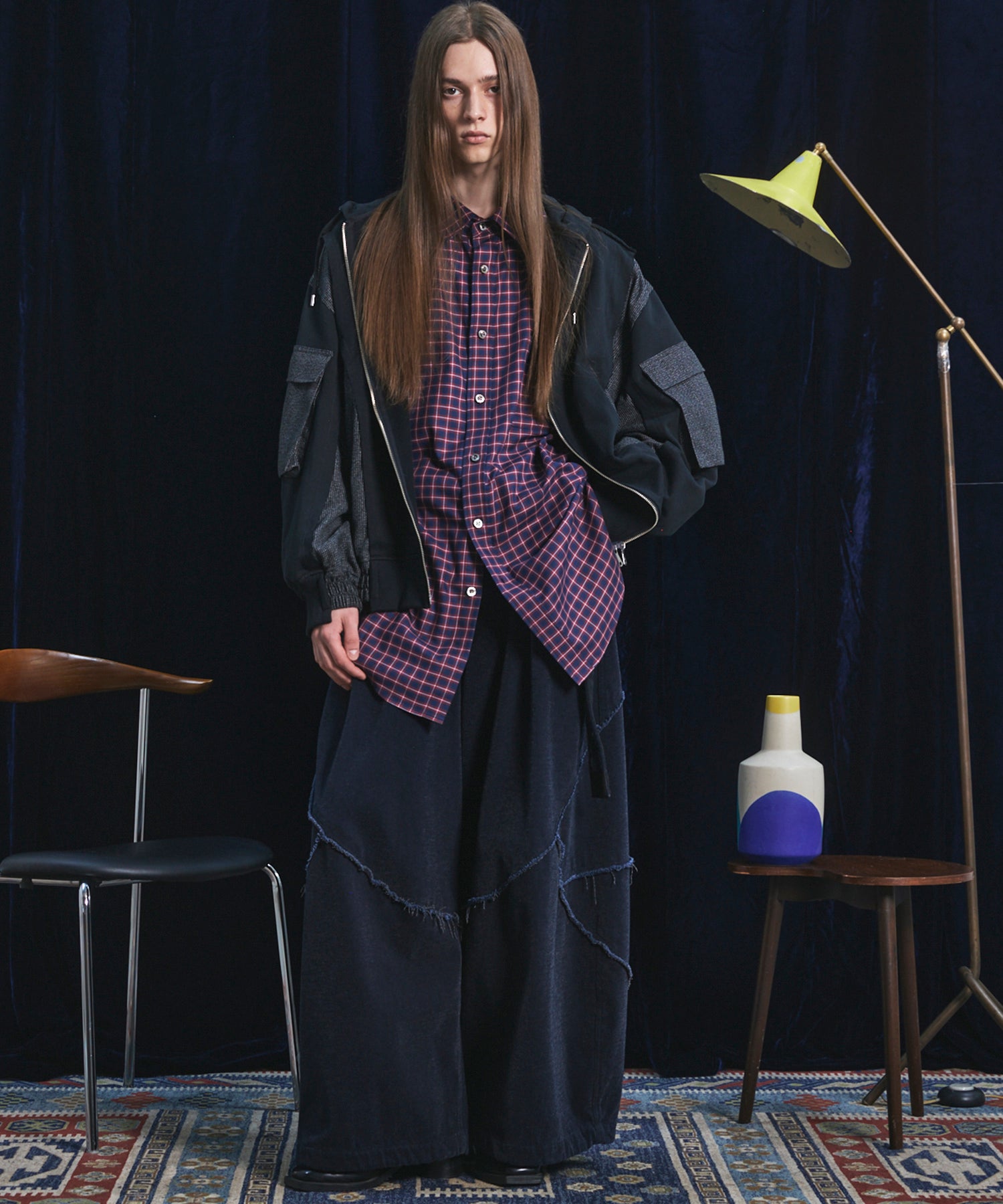 【26AW PRE-ORDER】異素材ドッキングプライムオーバージップパーカー