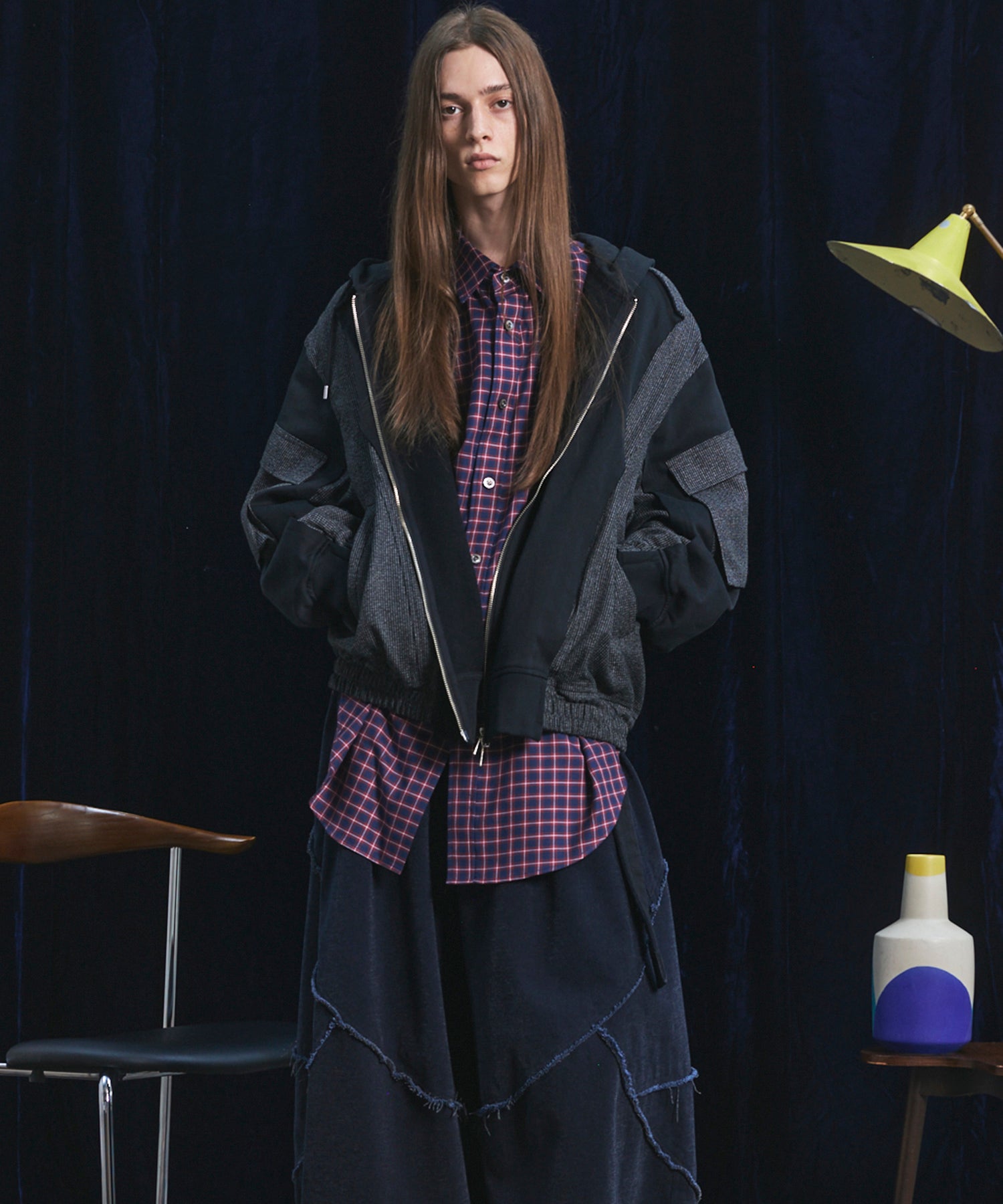 【26AW PRE-ORDER】異素材ドッキングプライムオーバージップパーカー
