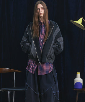 【26AW PRE-ORDER】異素材ドッキングプライムオーバージップパーカー