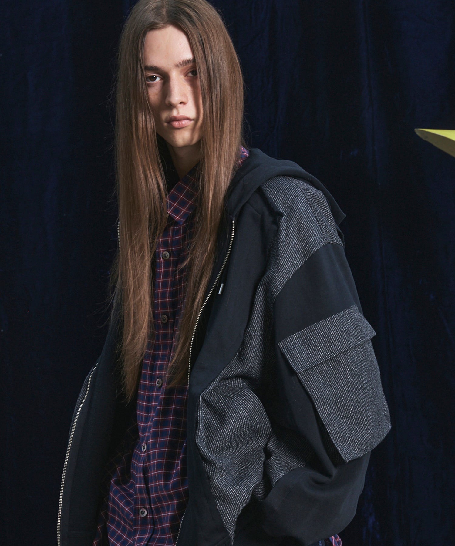 【26AW PRE-ORDER】異素材ドッキングプライムオーバージップパーカー