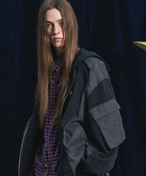 【26AW PRE-ORDER】異素材ドッキングプライムオーバージップパーカー