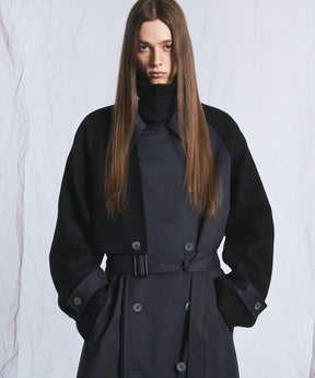 [26AW PRE-ORDER] Sheep leather melton combination prime over half coat