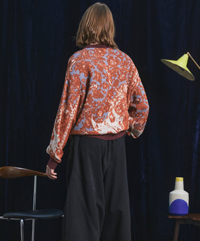 【26AW PRE-ORDER】All-over Paisley Jacquard Prime-Over Crew Neck Knit Tops