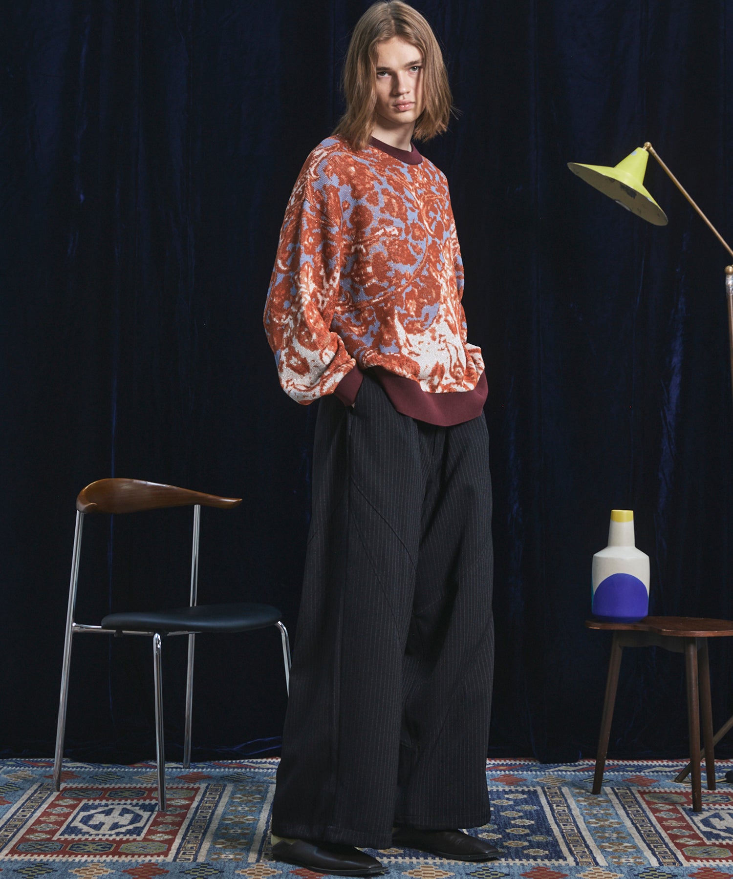 【26AW PRE-ORDER】All-over Paisley Jacquard Prime-Over Crew Neck Knit Tops