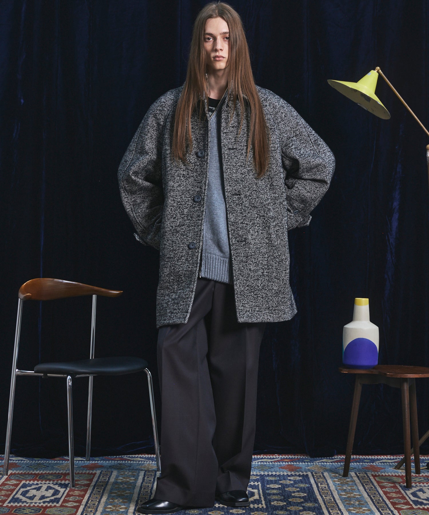 【26AW PRE-ORDER】【イタリアンデッドストックファブリック】プライムオーバーラグランスリーブハーフコート