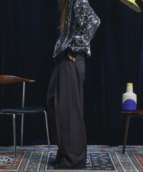 4 Colors Chambray Washable Wool Prime-Wide One Tuck Wide Pants