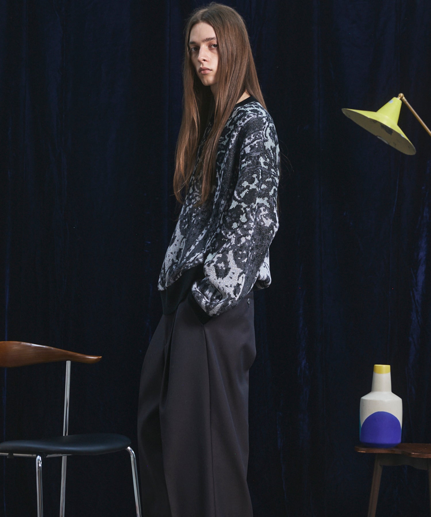 【26AW PRE-ORDER】All-over Paisley Jacquard Prime-Over Crew Neck Knit Tops