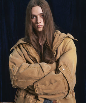 【26AW 預購】Cargo Pocket 鴨布料 Prime-Over 拉鏈連帽外套襯衫式夾克