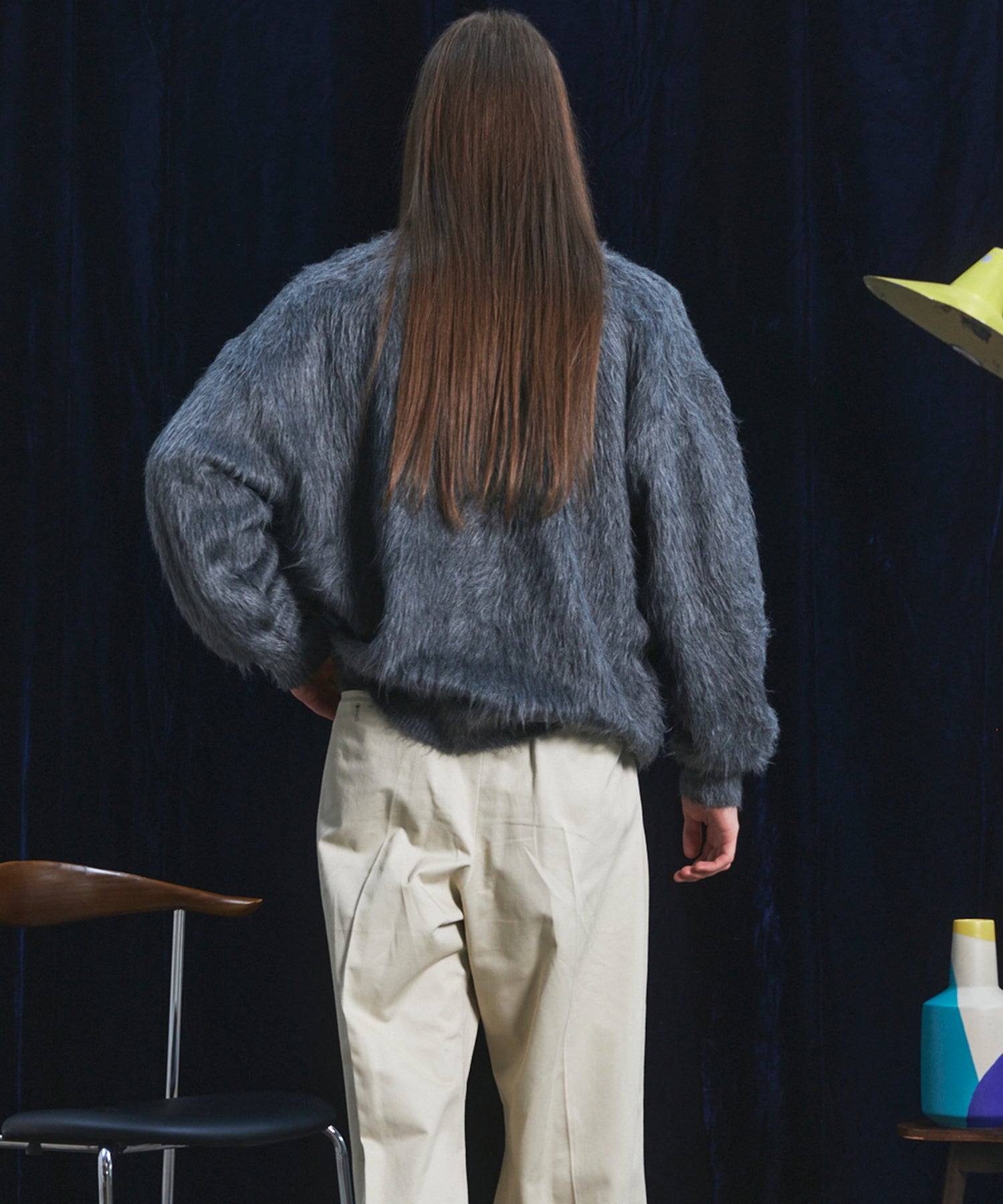 【26AW PRE-ORDER】シャギーニットプライムオーバーYネックカーディガン