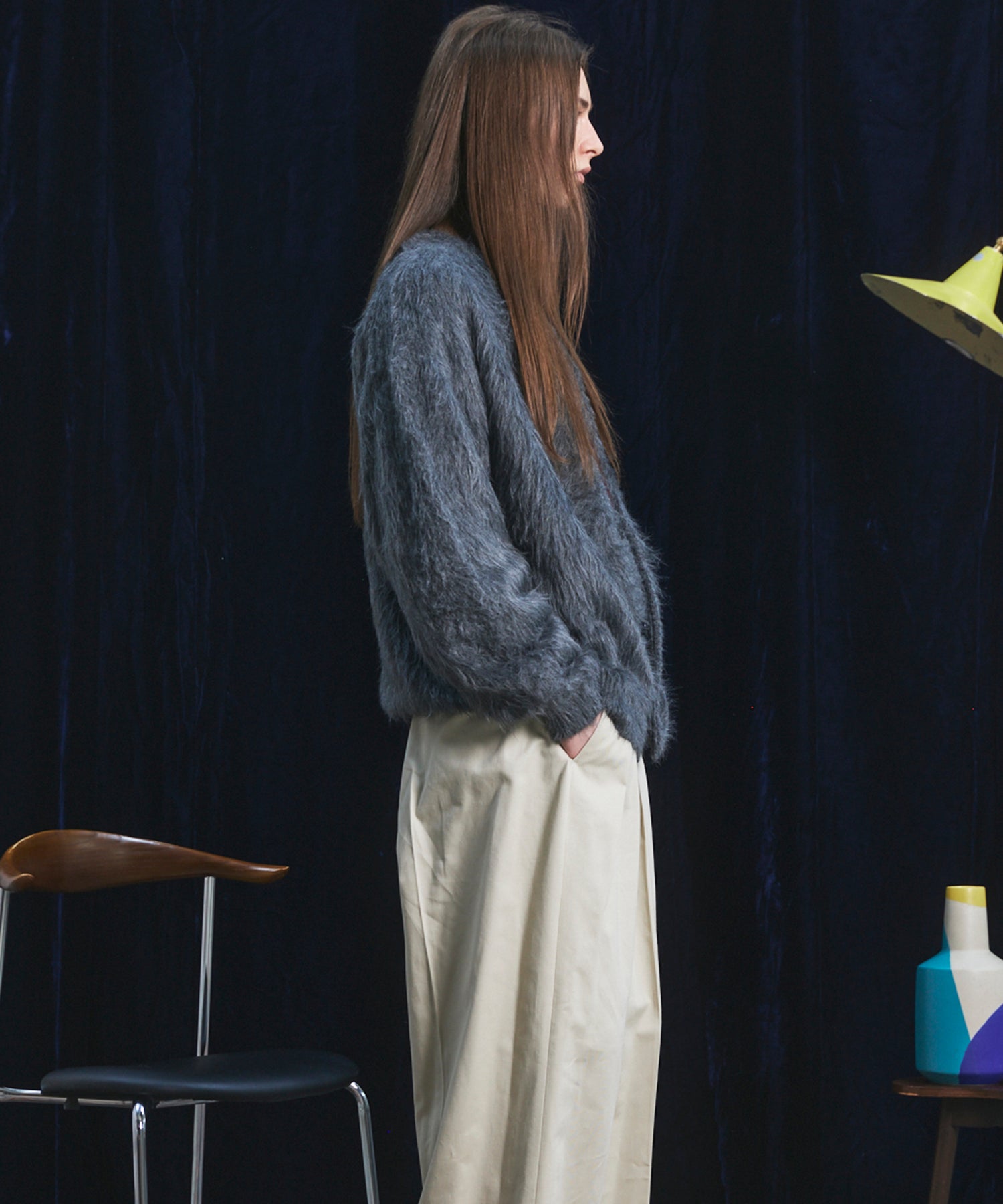 【26AW PRE-ORDER】シャギーニットプライムオーバーYネックカーディガン