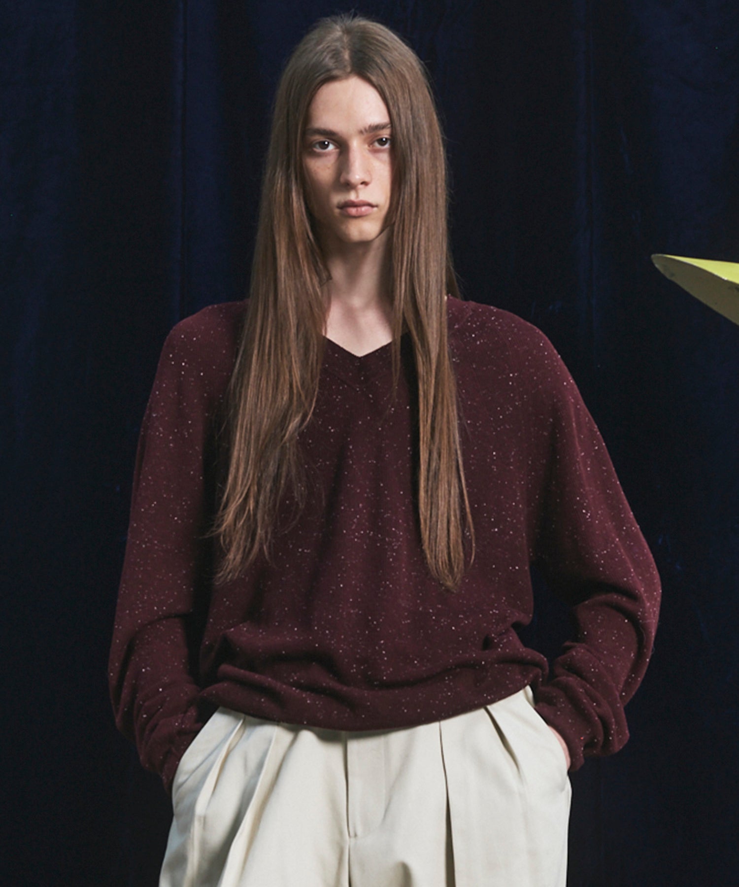 【26AW PRE-ORDER】ネップリブニットプライムオーバーVネックトップス