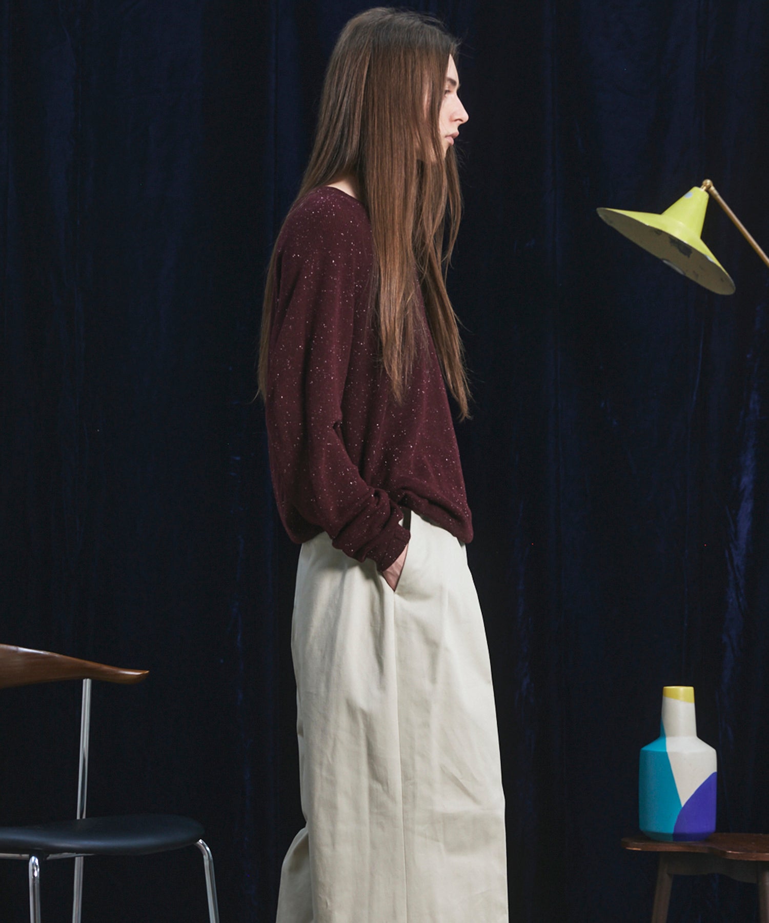 【26AW PRE-ORDER】ネップリブニットプライムオーバーVネックトップス