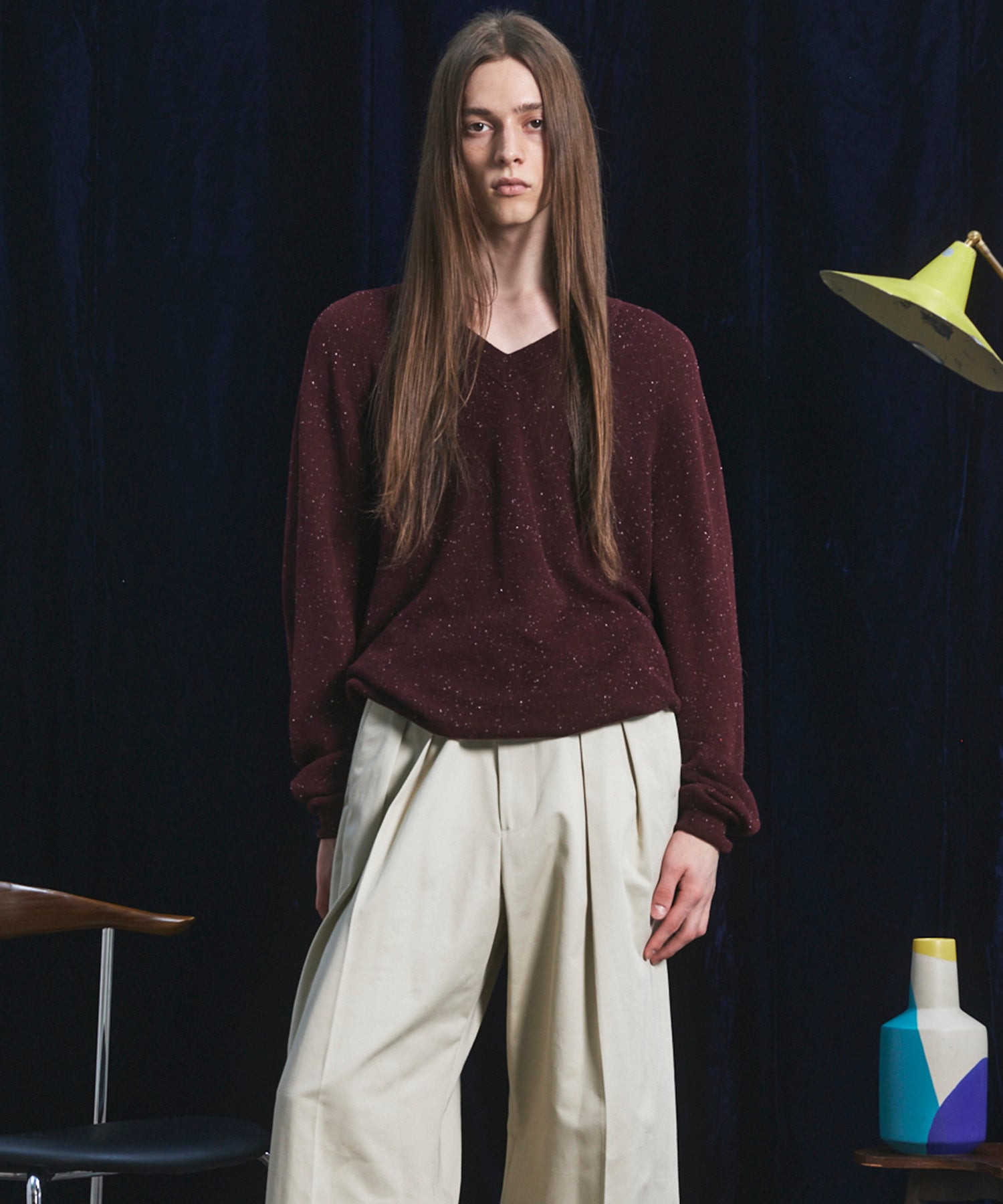 【26AW PRE-ORDER】ネップリブニットプライムオーバーVネックトップス