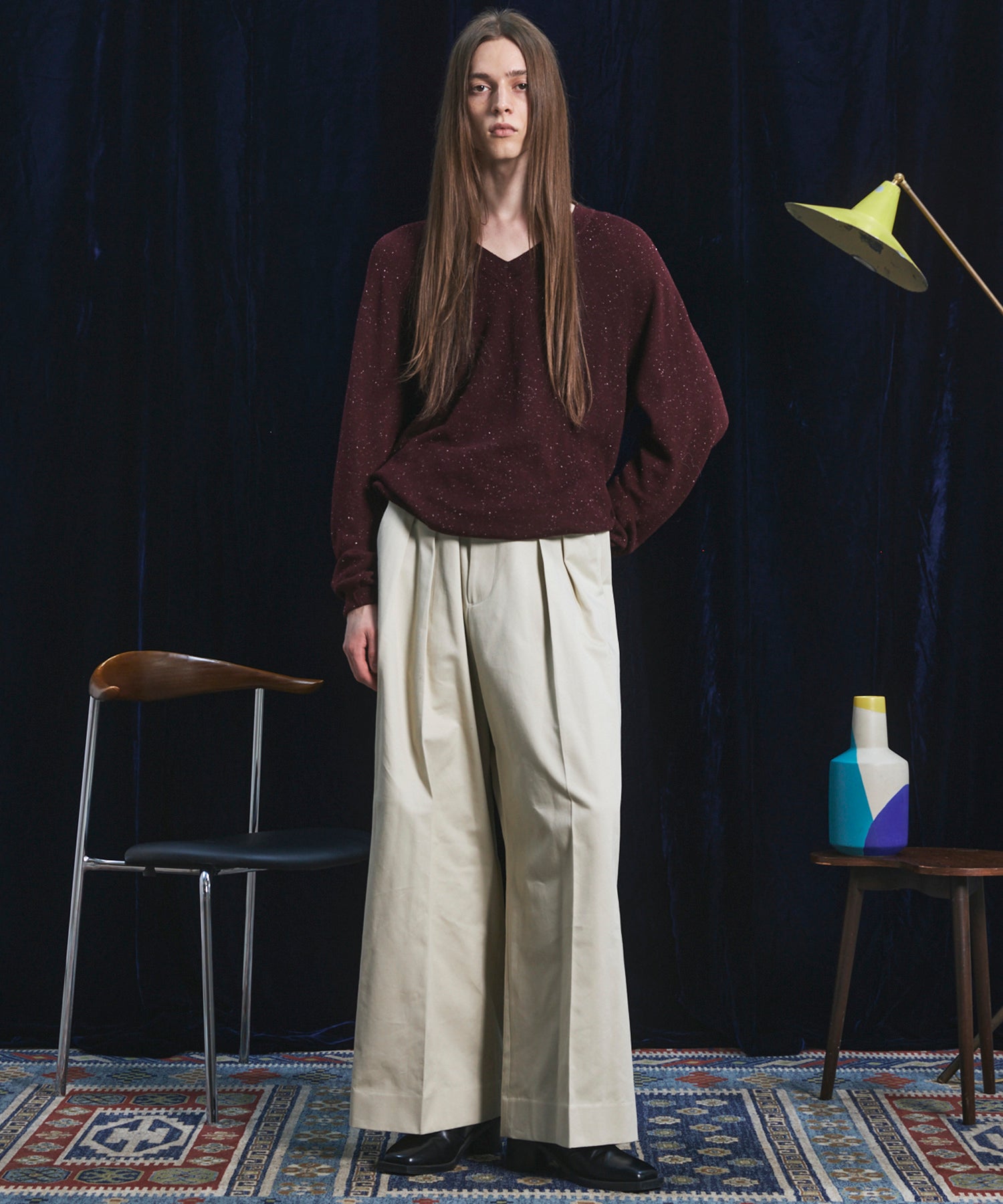 【26AW PRE-ORDER】ネップリブニットプライムオーバーVネックトップス