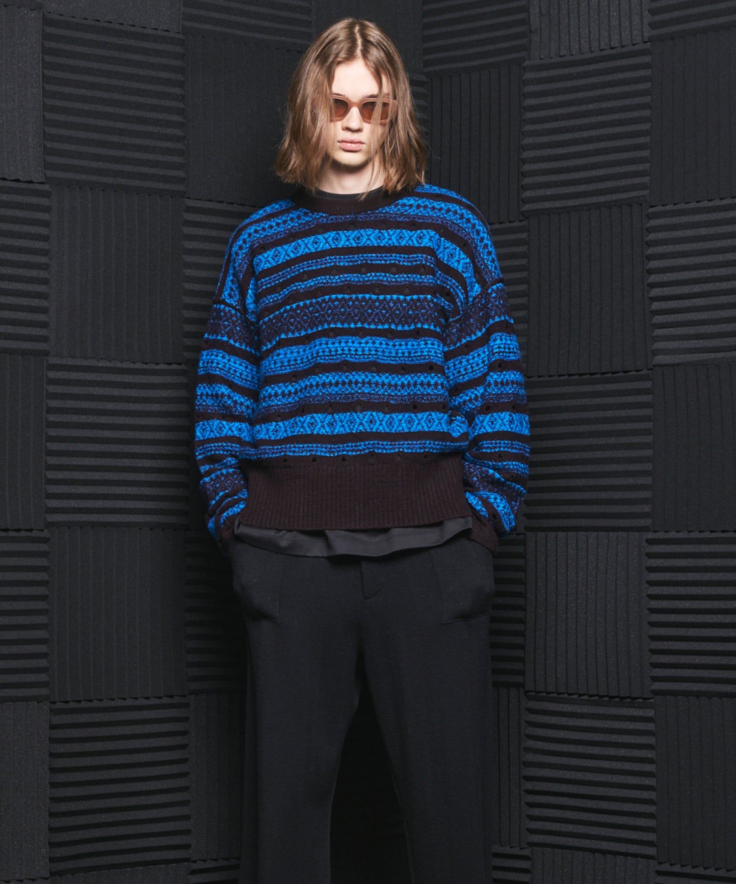 【26AW PRE-ORDER】Fair Isle Border Prime-Over Crew Neck Sweater