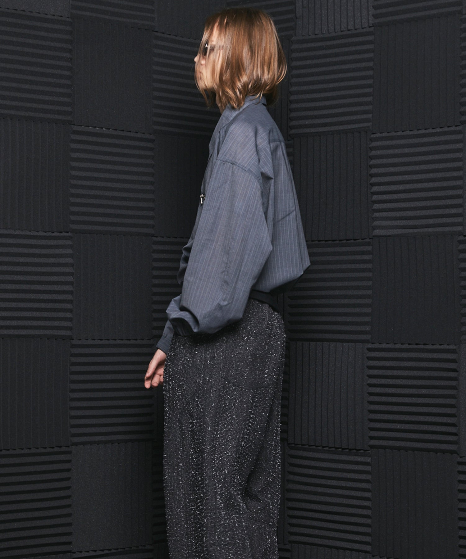 【26SS PRE-ORDER】T/W Sheer Stripe Prime-Over Half-Zip Pullover Shirt