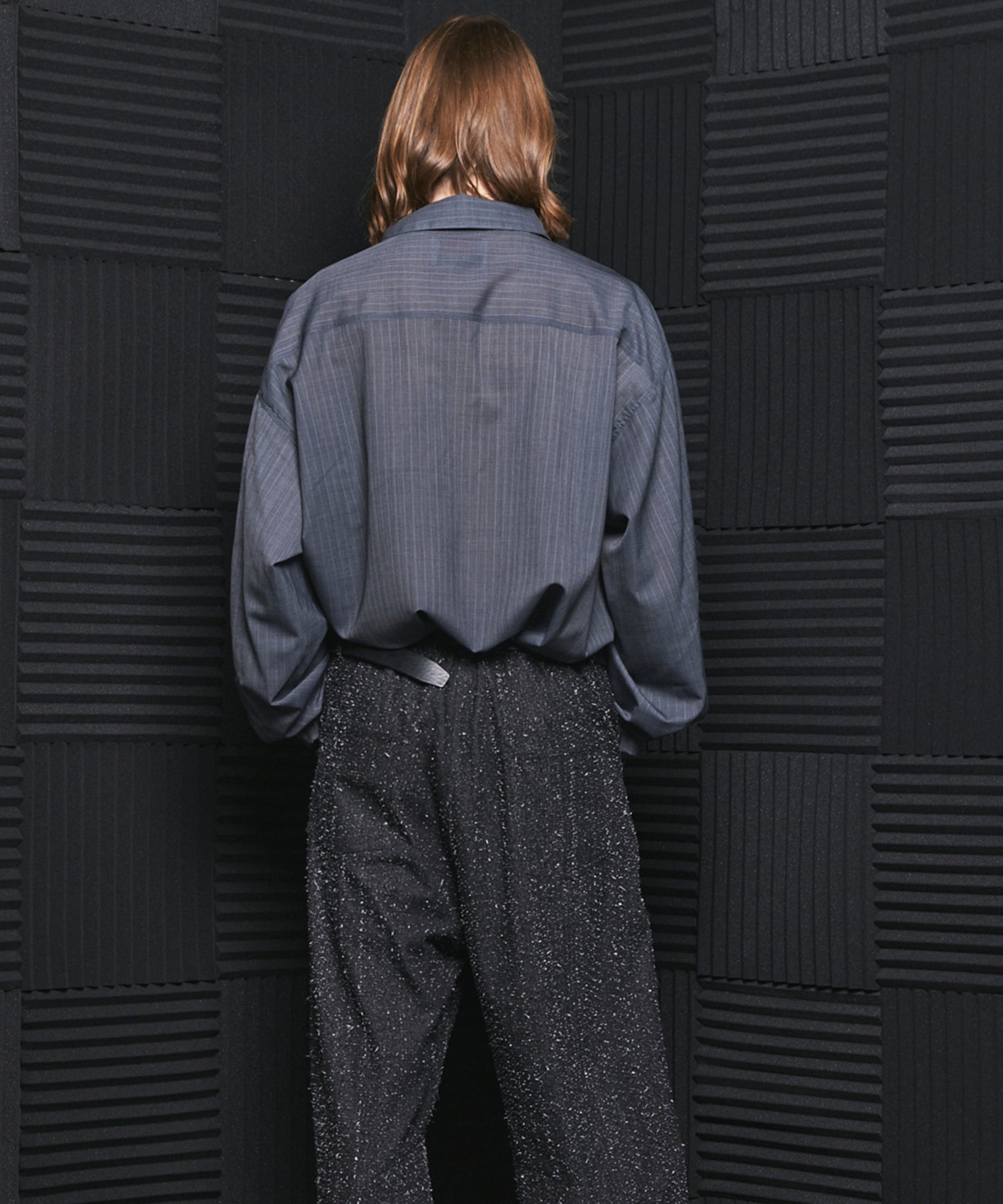 【26SS PRE-ORDER】T/W Sheer Stripe Prime-Over Half-Zip Pullover Shirt