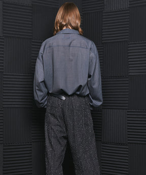 【26SS PRE-ORDER】T/W Sheer Stripe Prime-Over Half-Zip Pullover Shirt