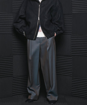 4 Colors Chambray Washable Wool Prime-Wide One Tuck Wide Pants