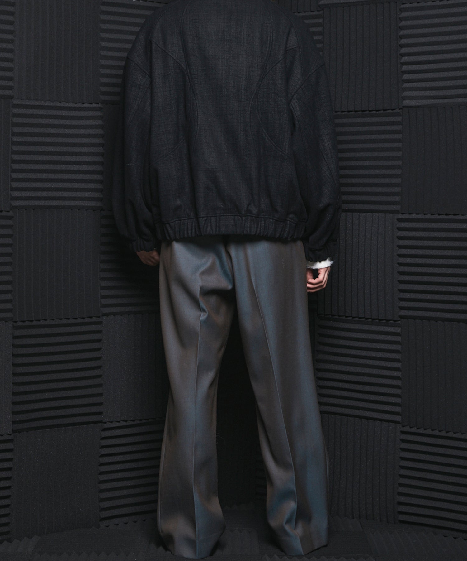 4 Colors Chambray Washable Wool Prime-Wide One Tuck Wide Pants