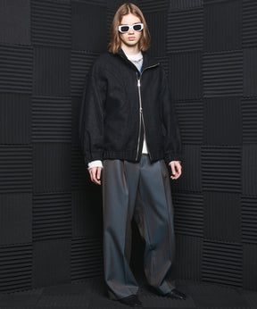 4 Colors Chambray Washable Wool Prime-Wide One Tuck Wide Pants