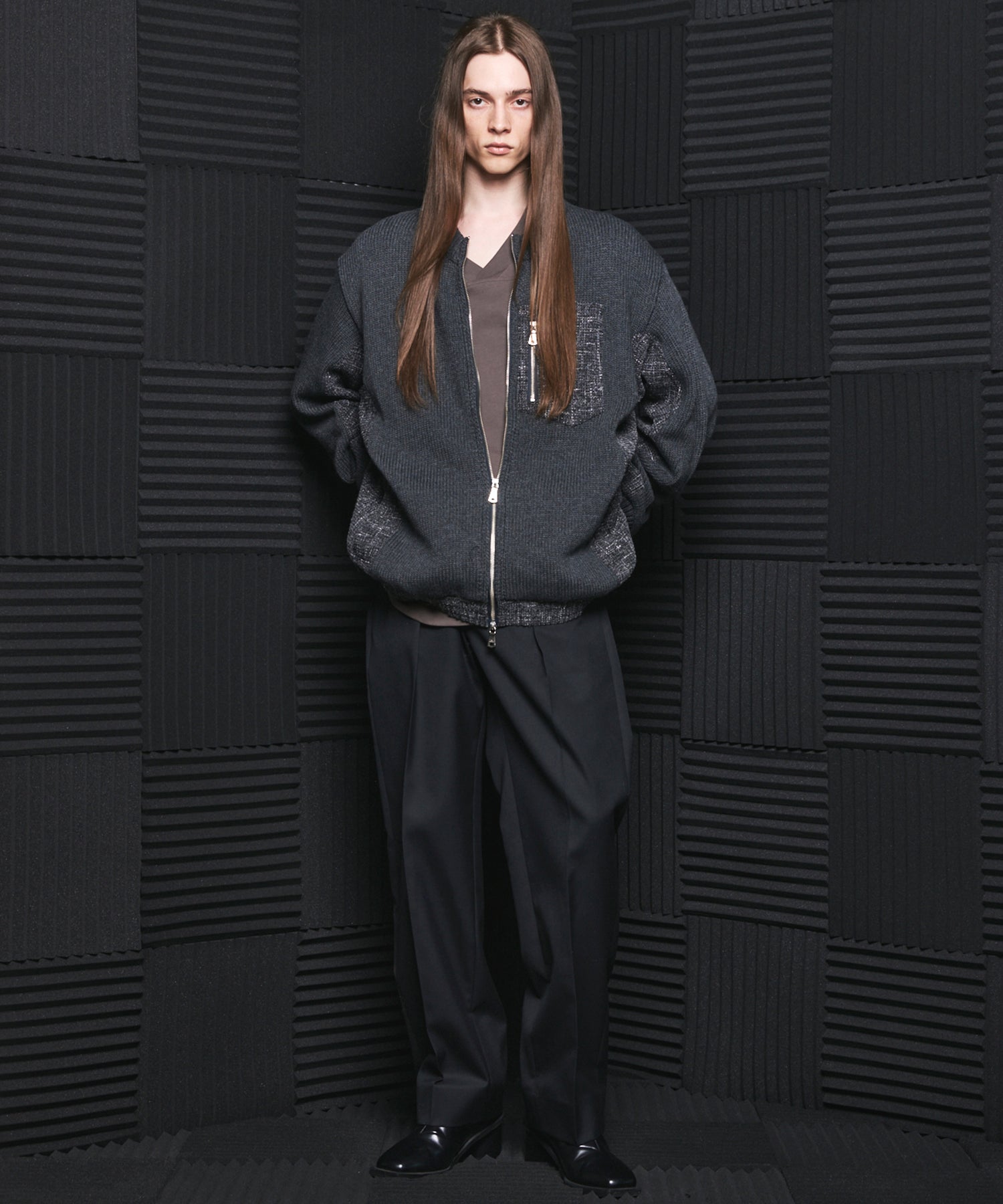 4 Colors Chambray Washable Wool One Tuck Straight Pants