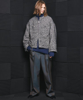 4 Colors Chambray Washable Wool Prime-Wide One Tuck Wide Pants
